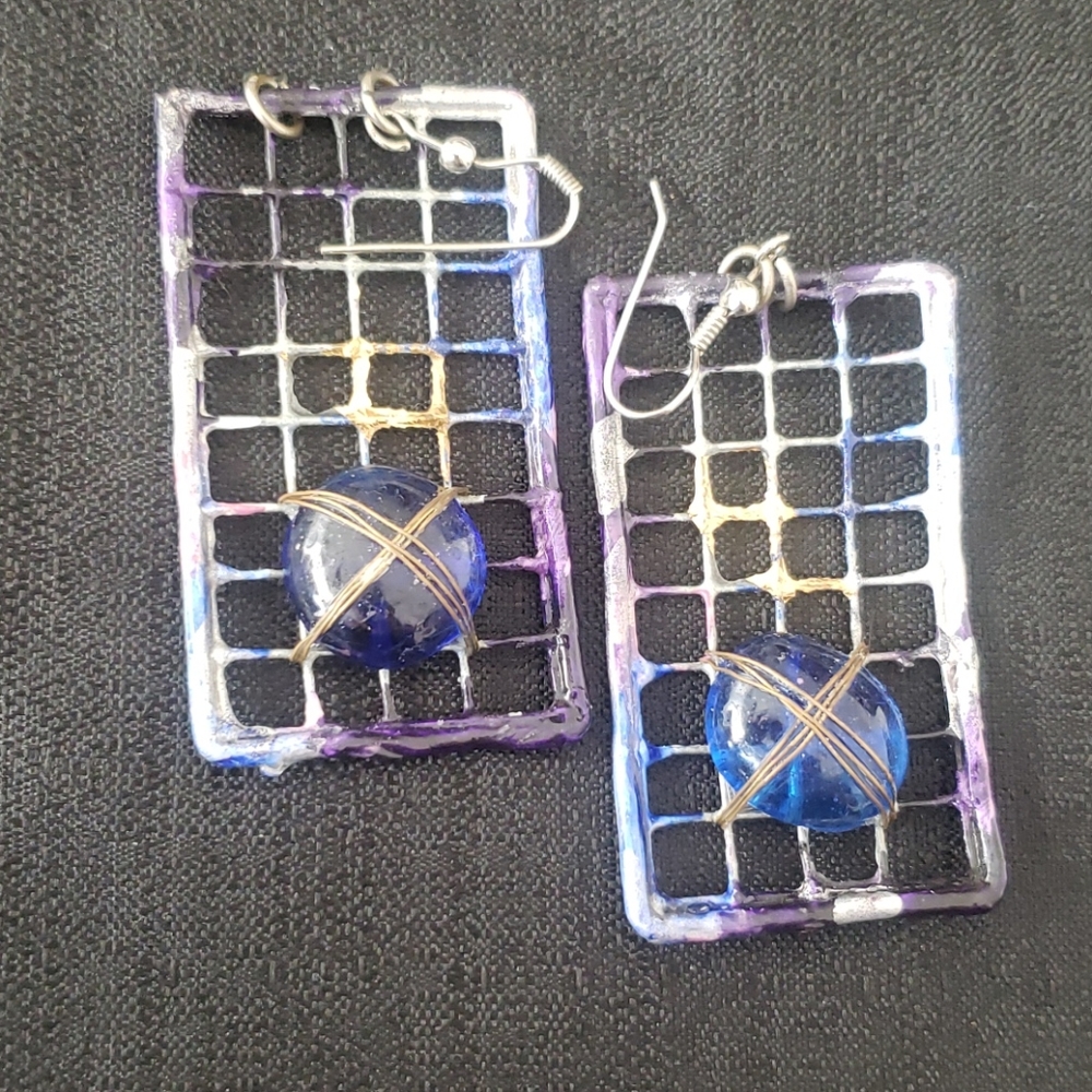 Unique Handmade brutalist style vintage earrings